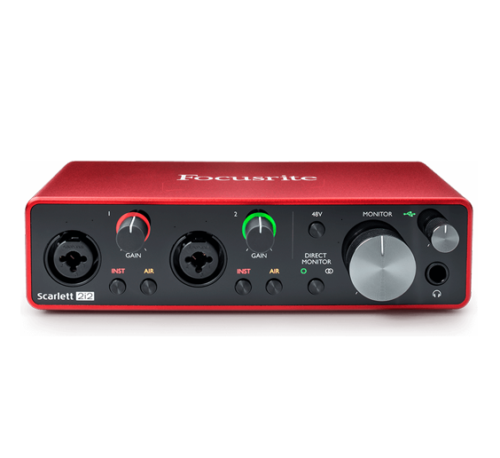 ludwig uses the focusrite scarlet 2i2 audio interface