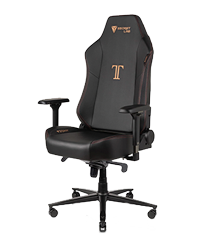 tarik sits on a secretlab titan gaming chair in his gaming setup