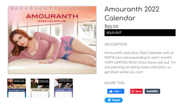amouranth merch calendar. how much does amouranth make from merch?