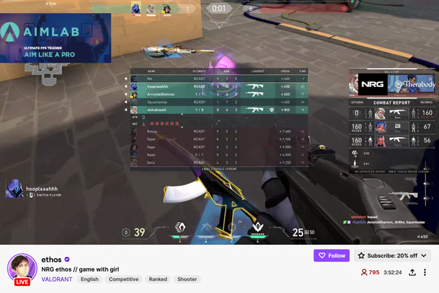 ethos hides his mini map on stream using his sponsor banner to prevent stream snipers