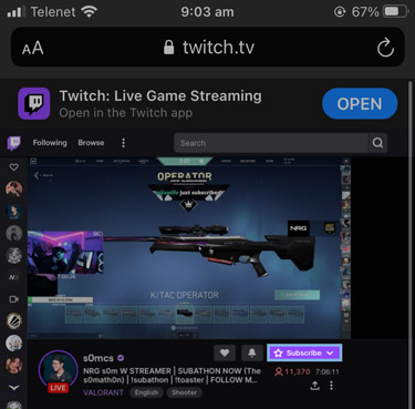 once logged in, press the purple subscribe button on twitch mobile to subscribe using twitch prime 