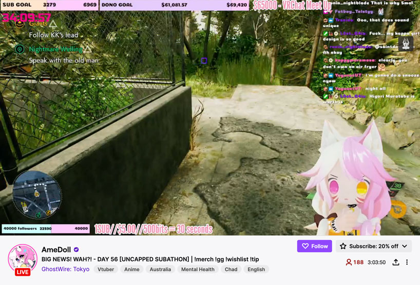amedoll is a female australian twitch streamer who is also a vtuber
