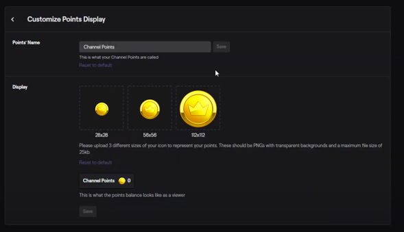 how to change the channel point display icon on twitch