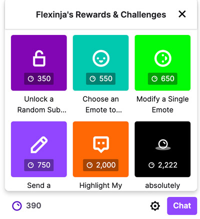 example of channel point rewards on twitch