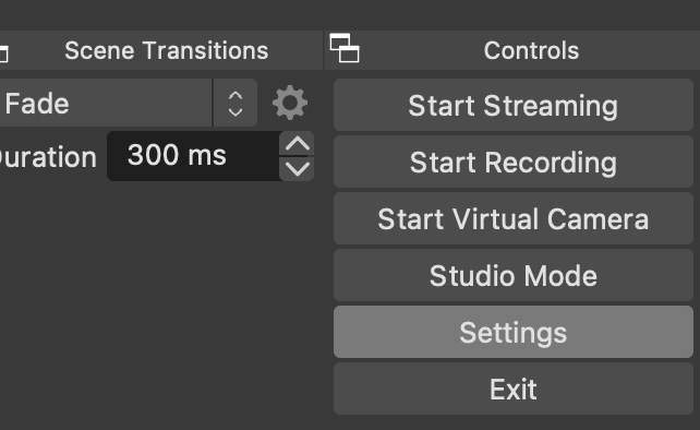 how to open settings for obs studio