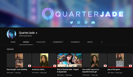 quarterjade makes money from advertisments on her youtube videos