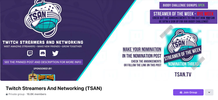 tsan is one of the best communities for twitch streamers